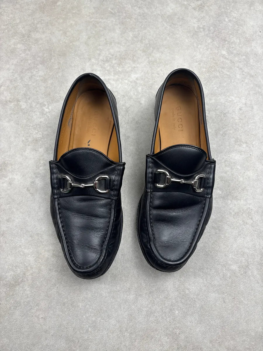 2010s Gucci Black Leather Horsebit Moc Toe Shoes YtrWPpTa 1