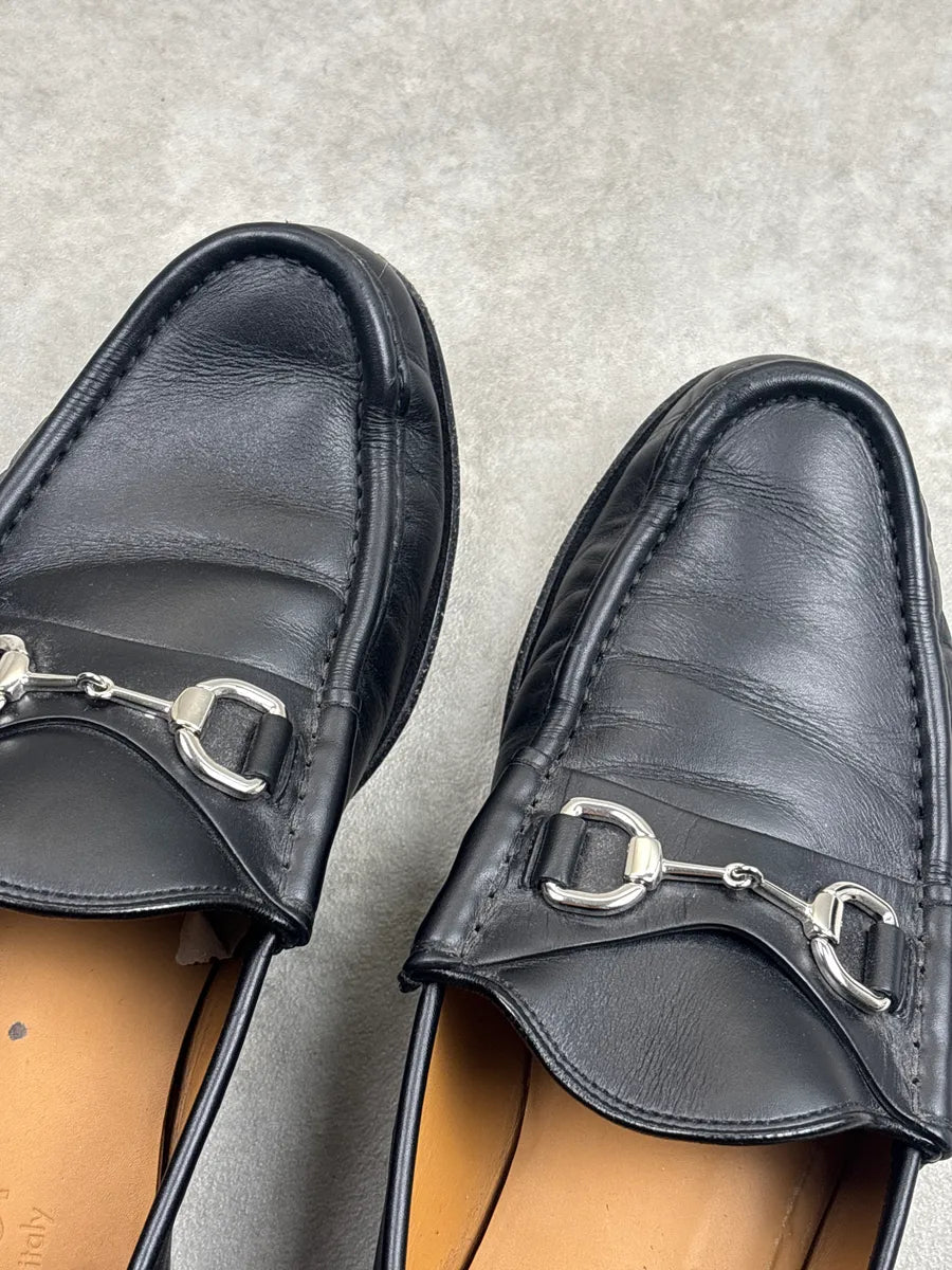 2010s Gucci Black Leather Horsebit Moc Toe Shoes YtrWPpTa 8