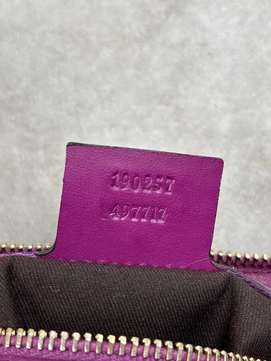 Gucci Purple Canvas GG Monogram Stripe Boston Handle Bag YxGThSNk 17