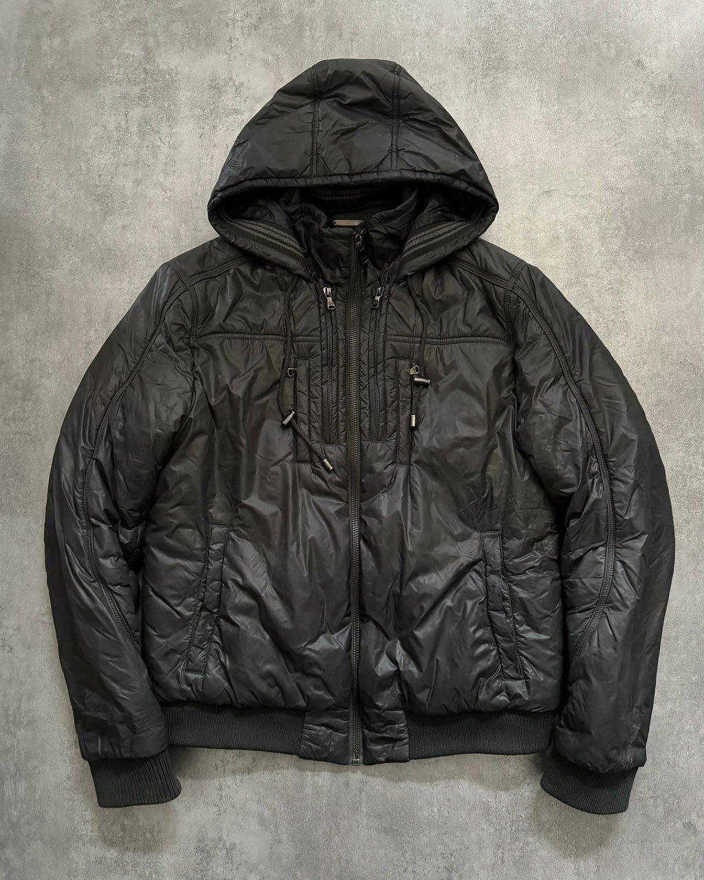 2000s Dolce & Gabbana Multi Zips Avant Garde Grey Astro Bomber Jacket (L) - 1