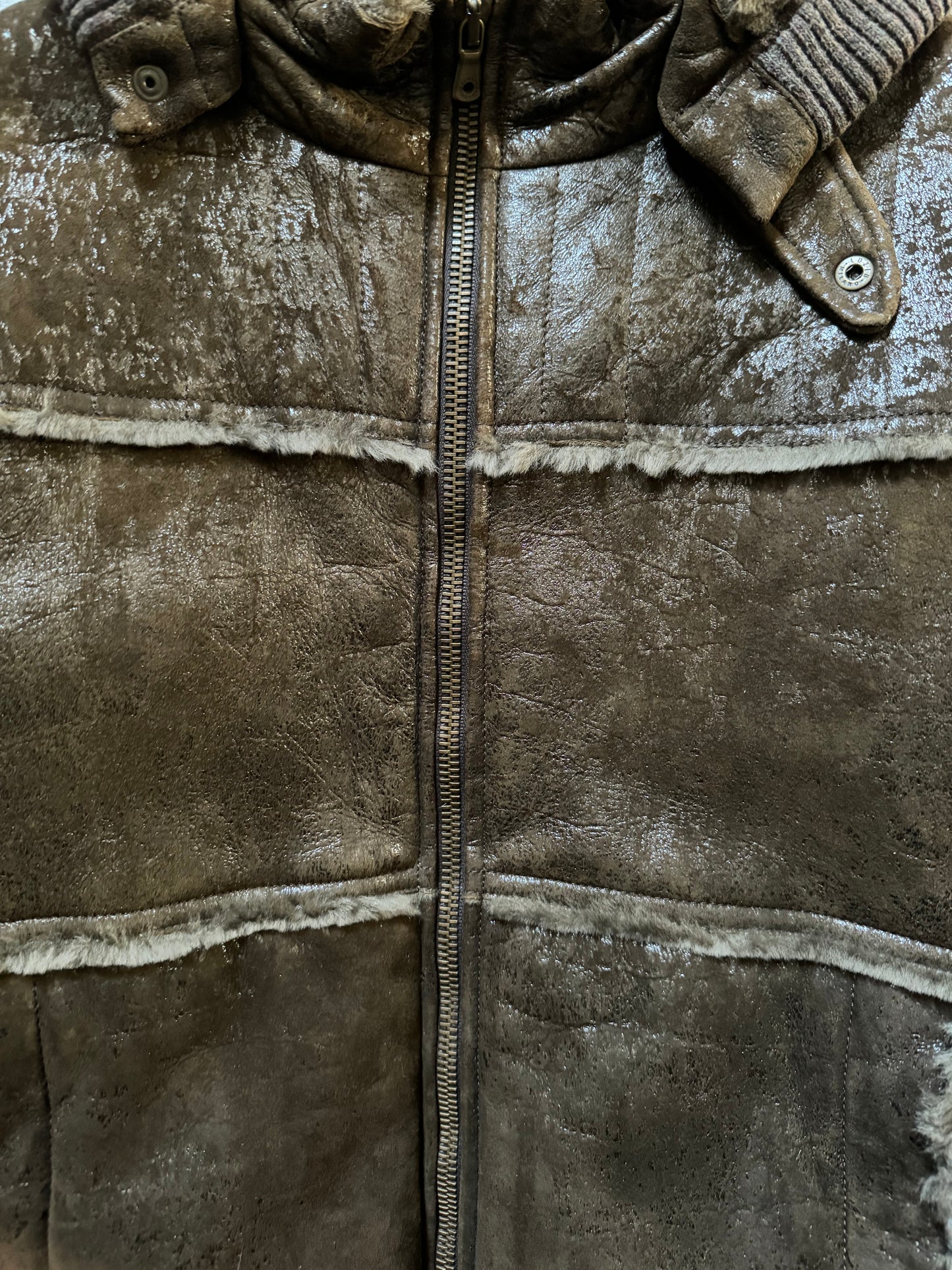 2010s Dolce & Gabbana Rabbit Brown Lamb Leather Cristal Jacket  (M) - 8