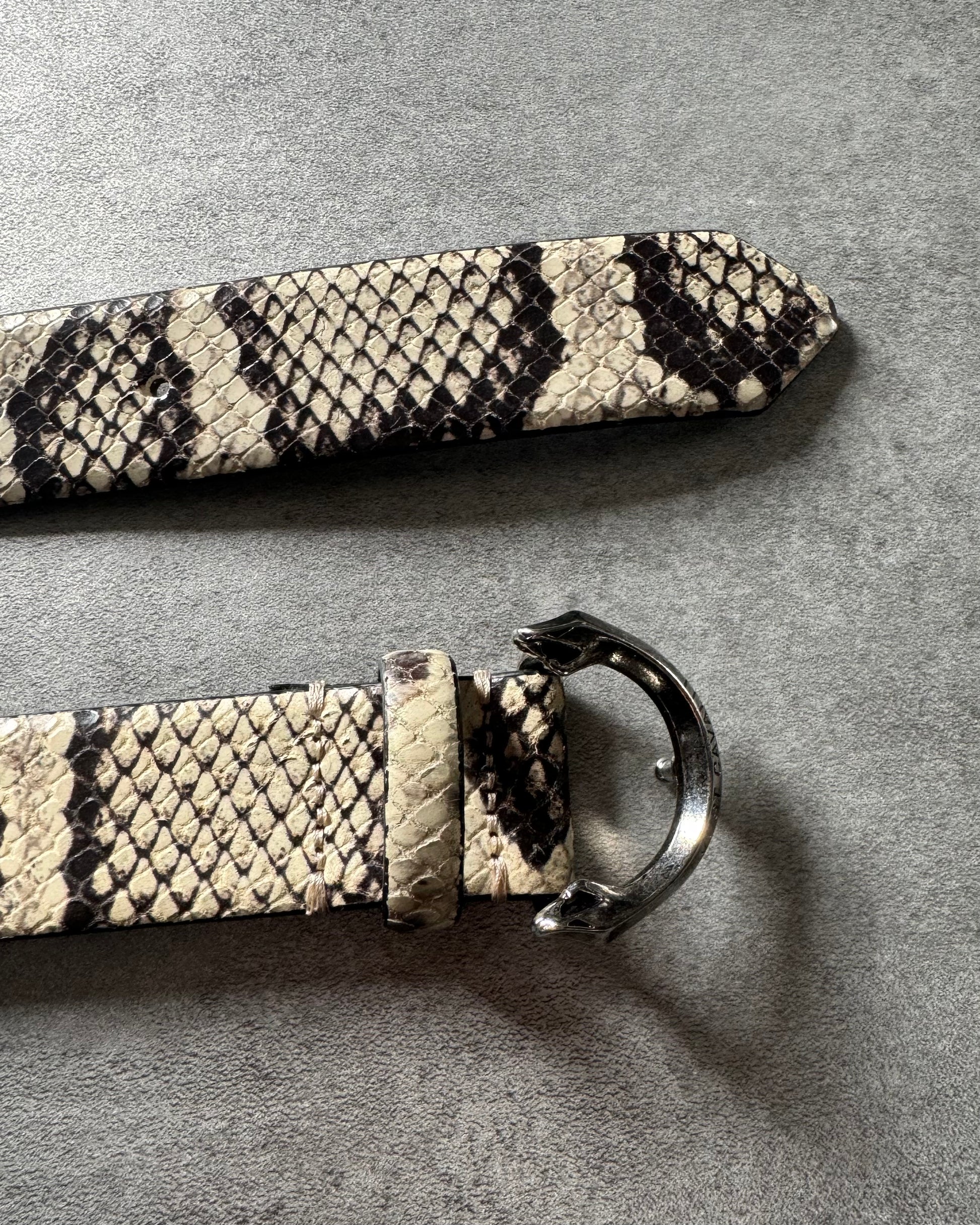 Cavalli Python Snake Print Genuine Leather Belt  (OS) - 6