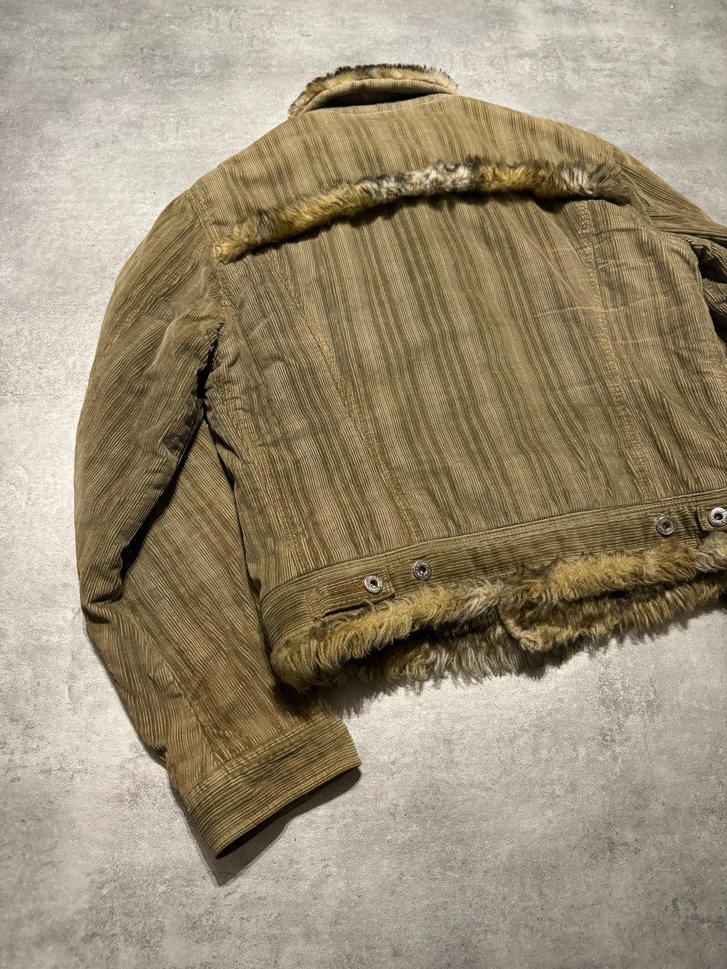 FW2001 Dolce & Gabbana Fur Corduroy Striped Jacket (L) - 7