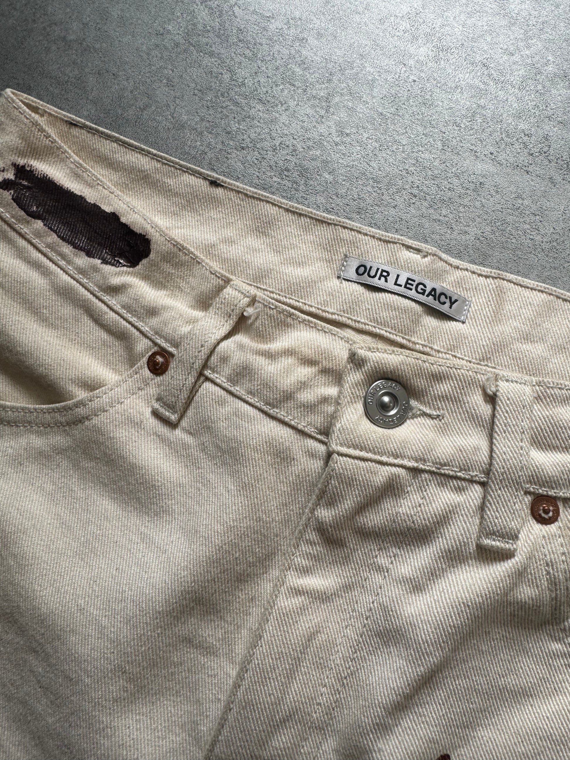 Our Legacy Beige Artisanal Cracked Relaxed Painted Jeans (M) - 6