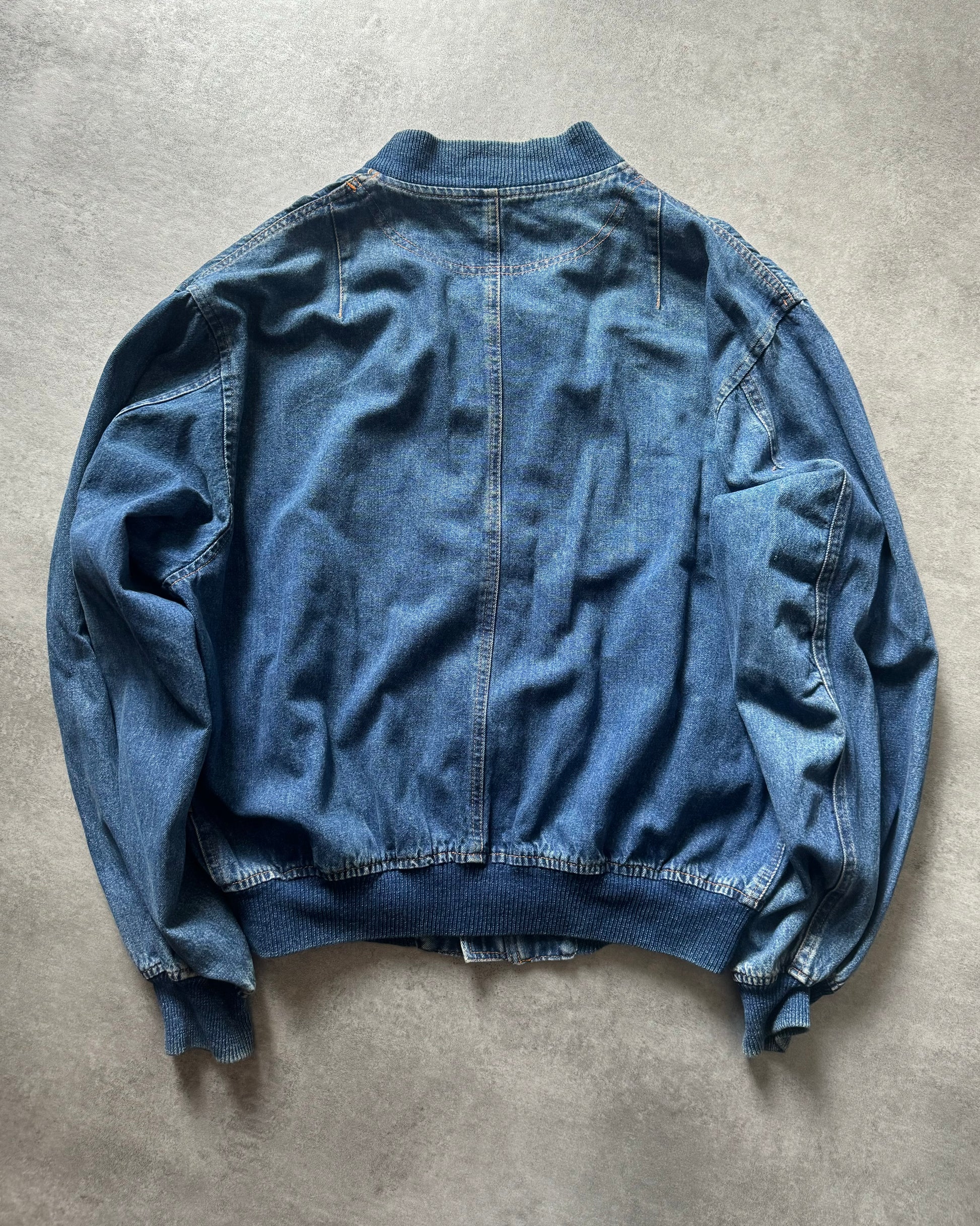 1990s Emporio Armani Relaxed Denim Bomber Jacket (M) - 2