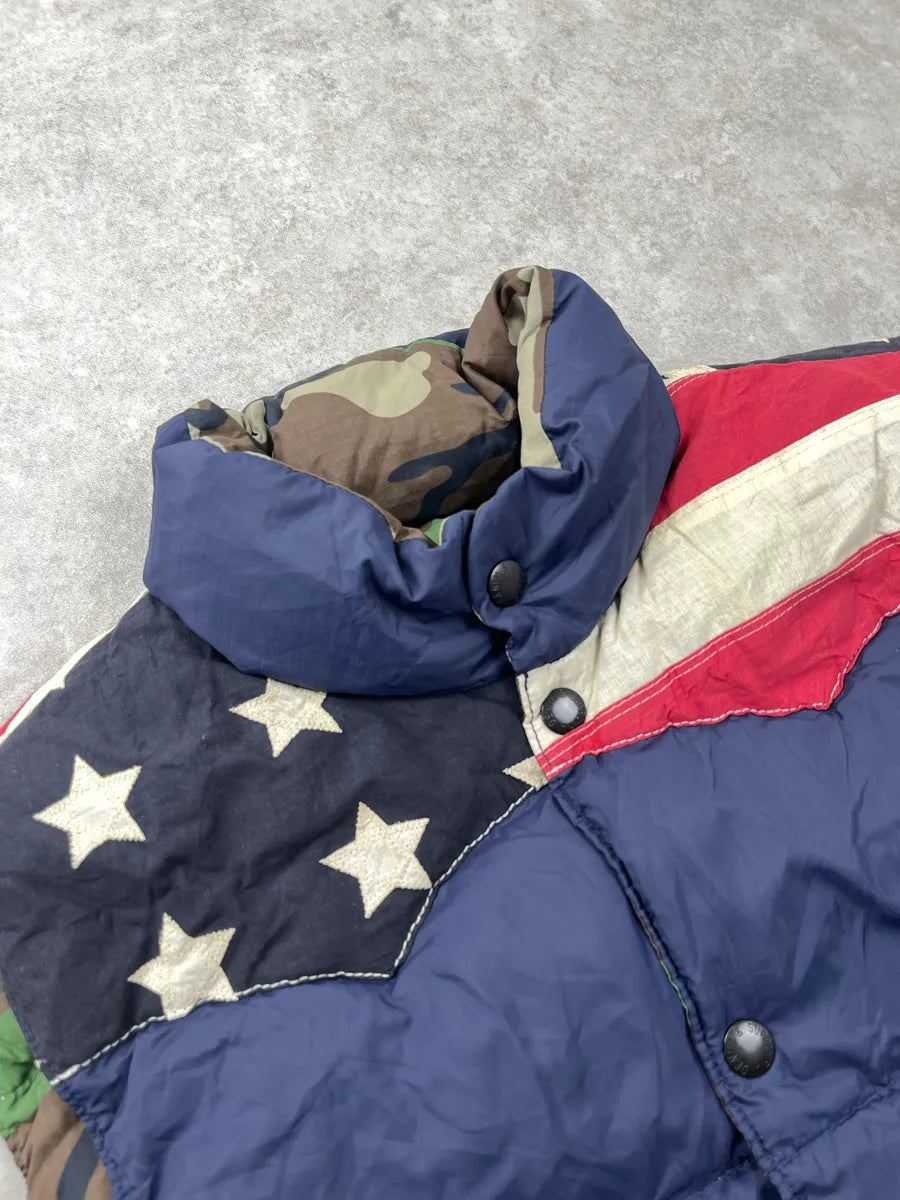 2010s Ralph Lauren American Flag Camo Reversible Navy Puffer Vest ZFoPnvlo 8
