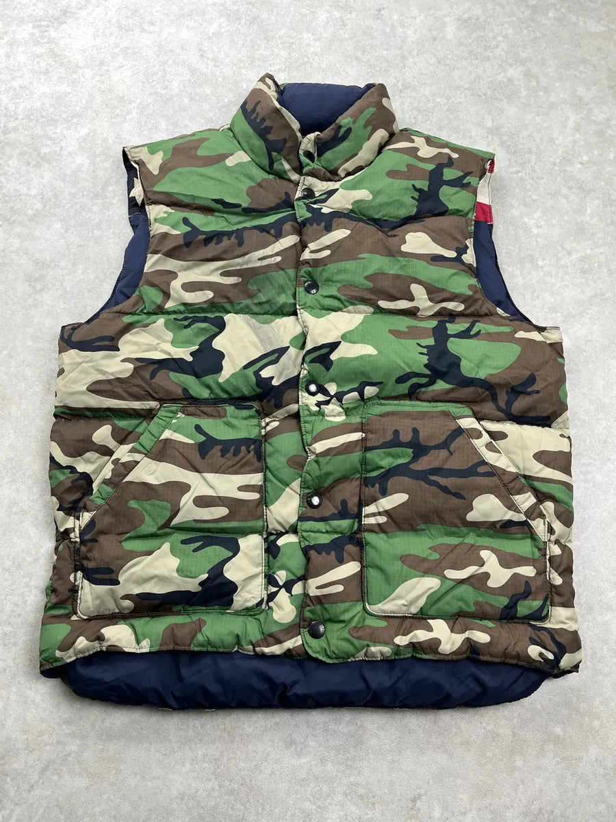 2010s Ralph Lauren American Flag Camo Reversible Navy Puffer Vest ZFoPnvlo 6