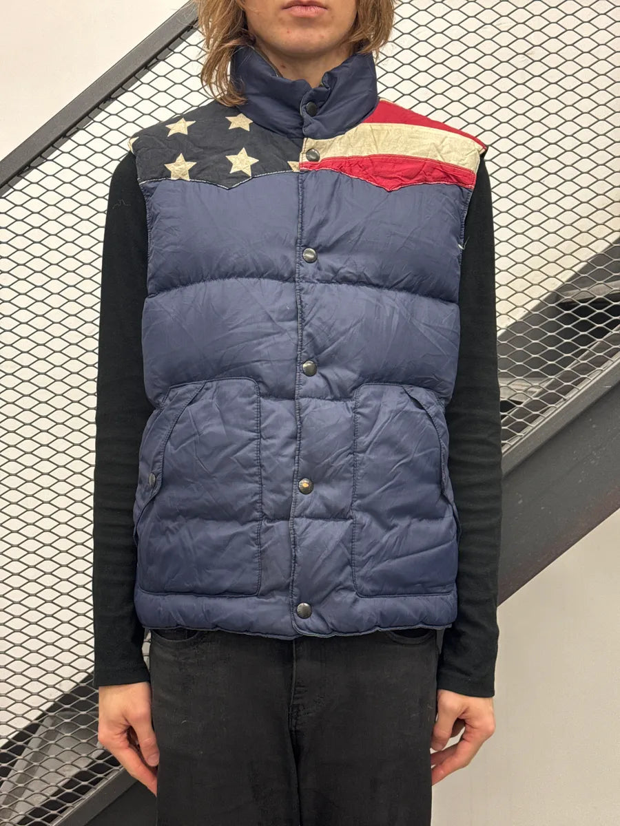 2010s Ralph Lauren American Flag Camo Reversible Navy Puffer Vest ZFoPnvlo 3