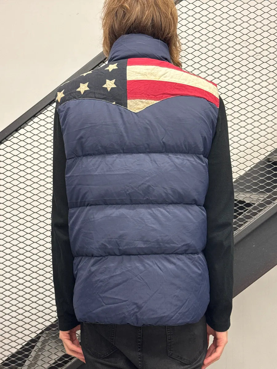 2010s Ralph Lauren American Flag Camo Reversible Navy Puffer Vest ZFoPnvlo 4