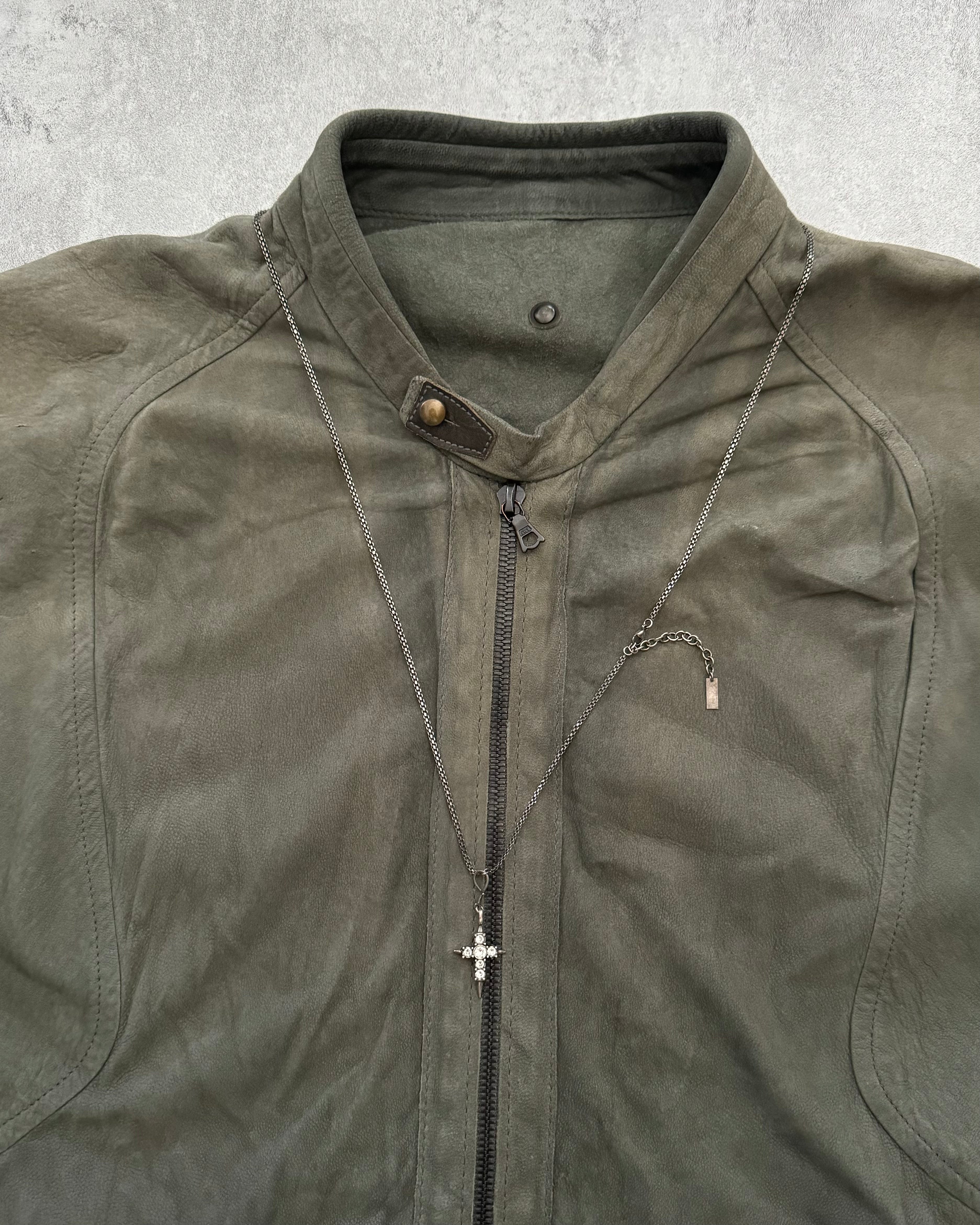 Isaac Sellam Experience Green Leather Specialist Avant Garde Jacket (XL) - 9