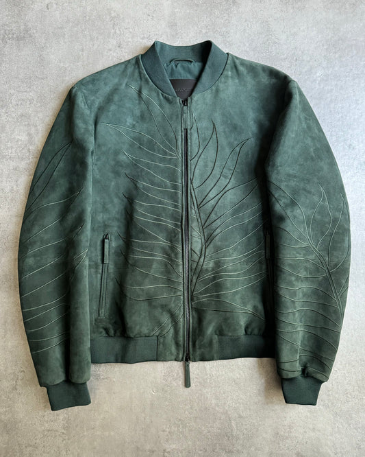 AW2018 Emporio Armani Olive Leaves Natural Leather Bomber Jacket (M) - 1