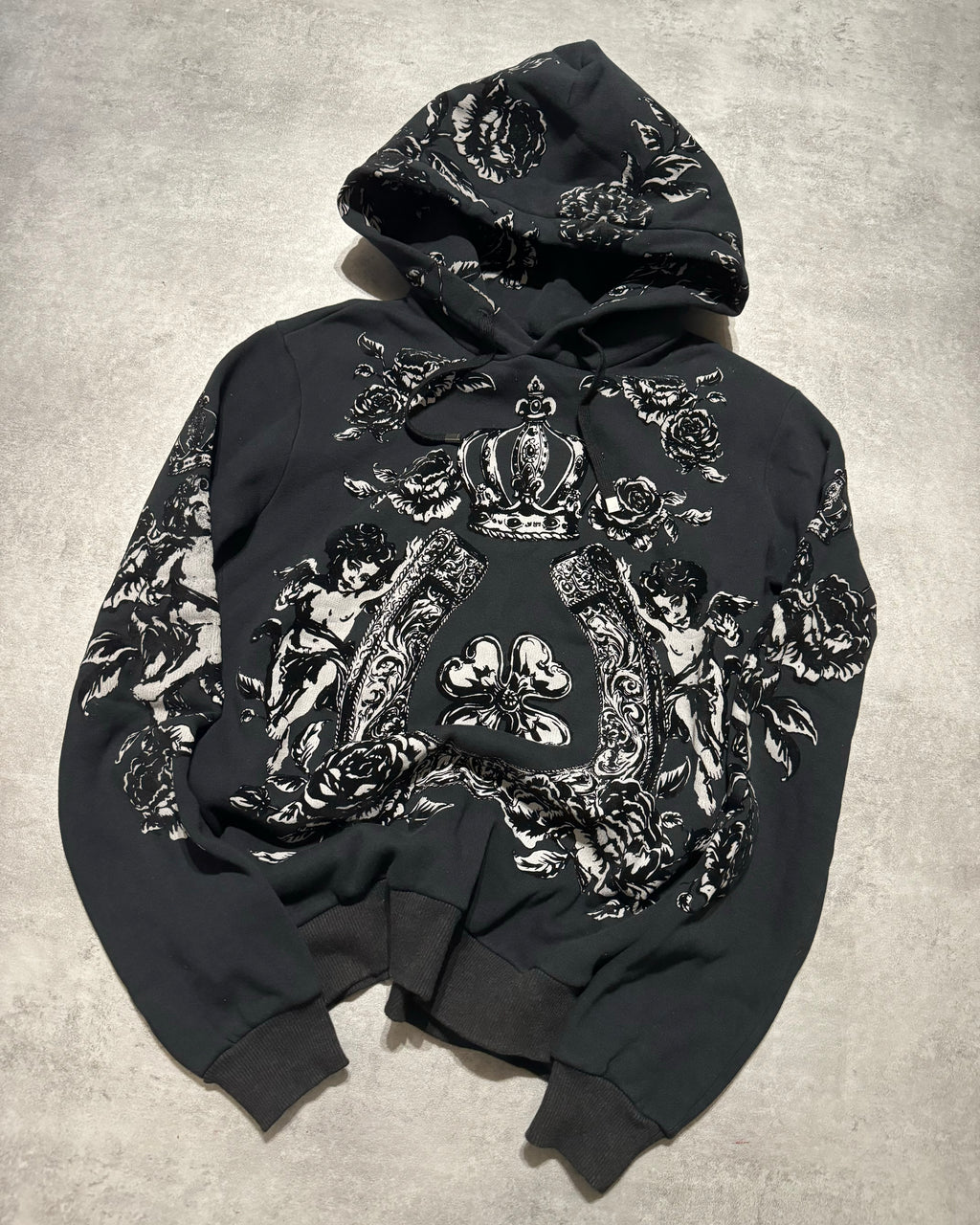 2000s Dolce & Gabbana Royal Black Primea Linea Relief Hoodie (M) - 12