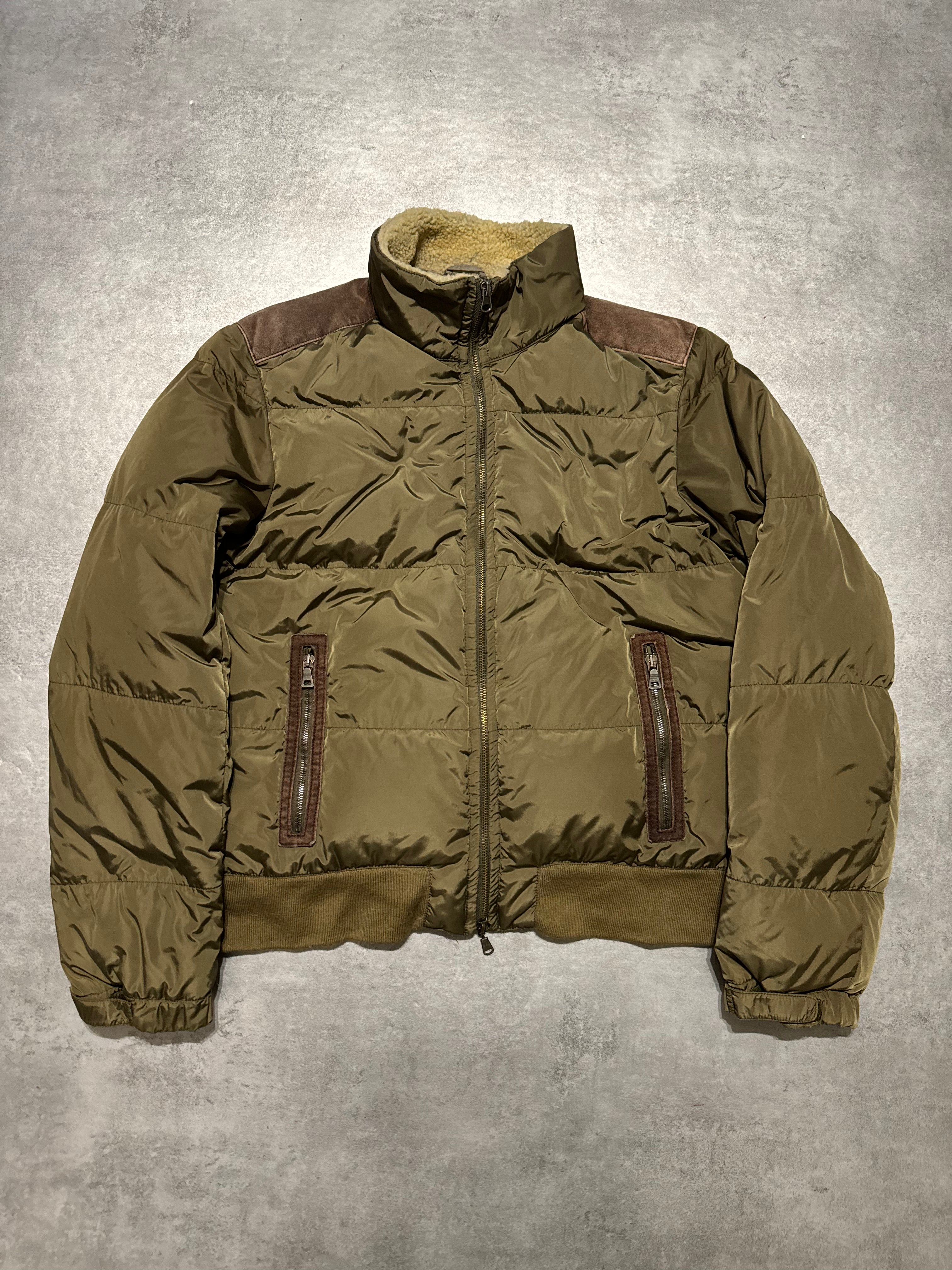 2000s Prada Linea Rossa Olive Puffer Padded Jacket (L) - 14