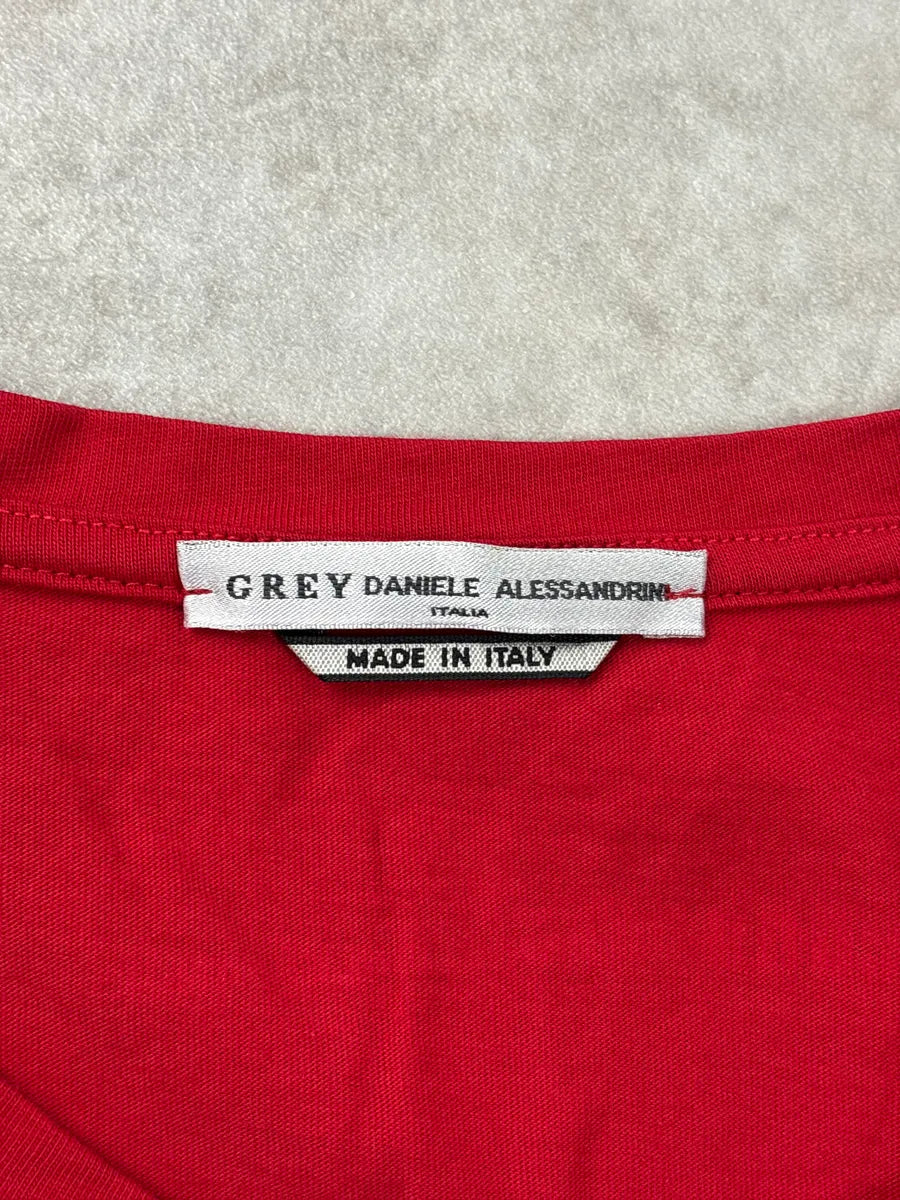 2000s Daniele Alessandrini Red Striped Panel Layered Effect V-Neck T-Shirt ZOdTmvwO 7
