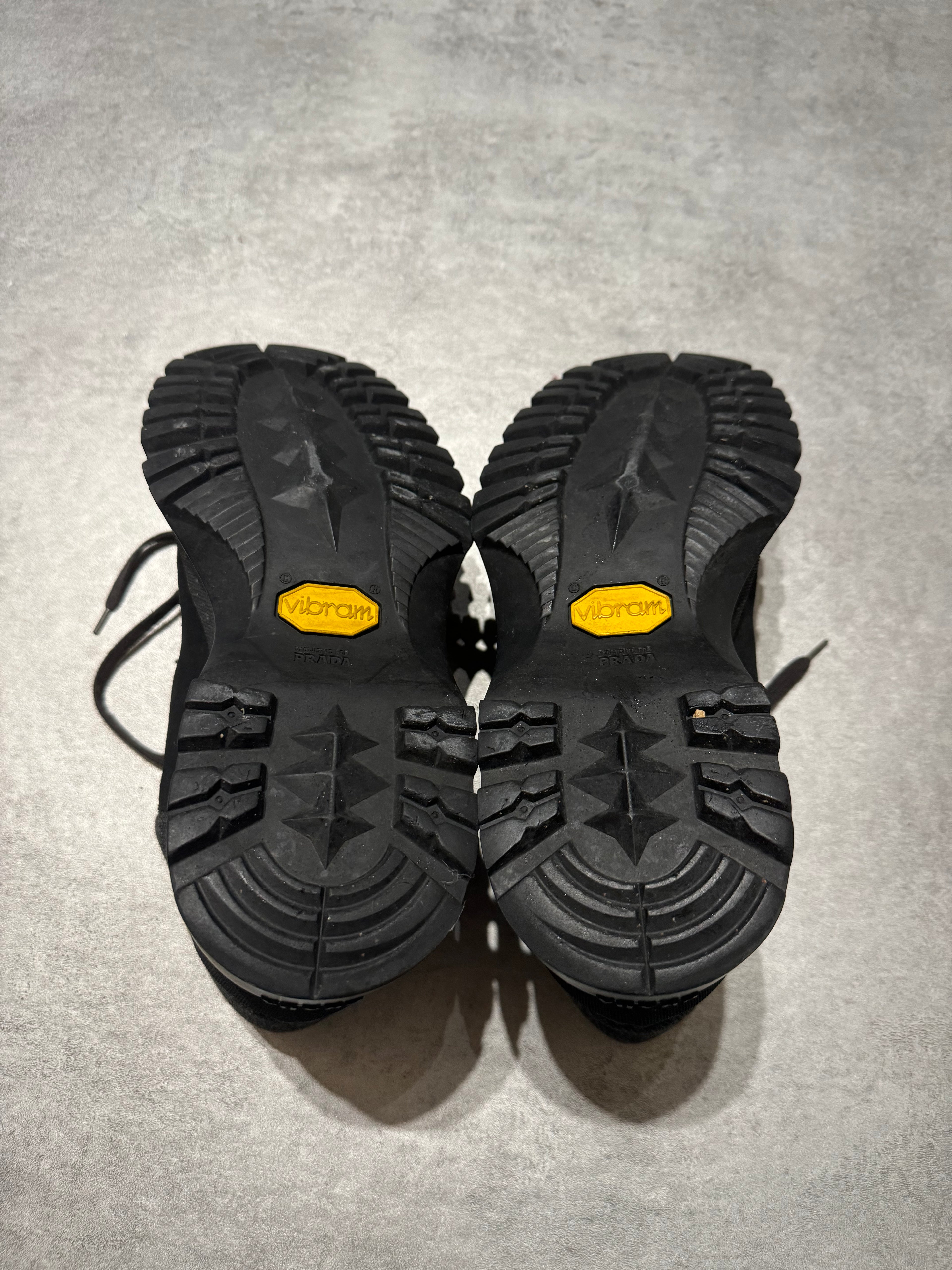 Prada Vibram Black Combat Strap Leather Low Boots  (42) - 5