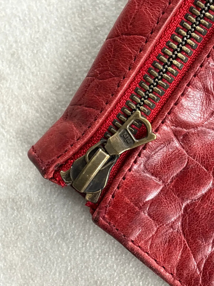 AW2000 Roberto Cavalli Red Leather Croc-Embossed Leather Jacket ZOwOxiaf 11