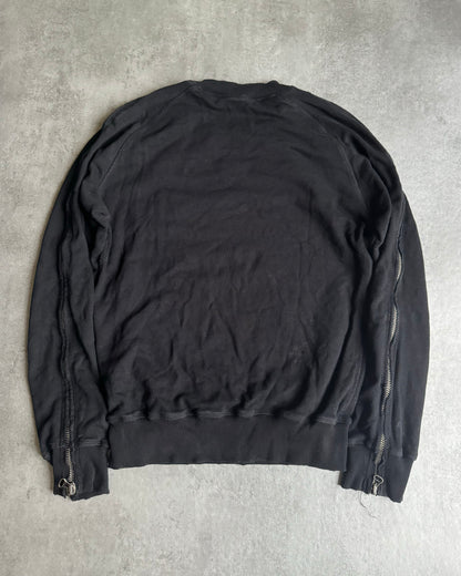 2000s Pierre Balmain Arm Zips Black Avant-Garde Sweater (S) - 3