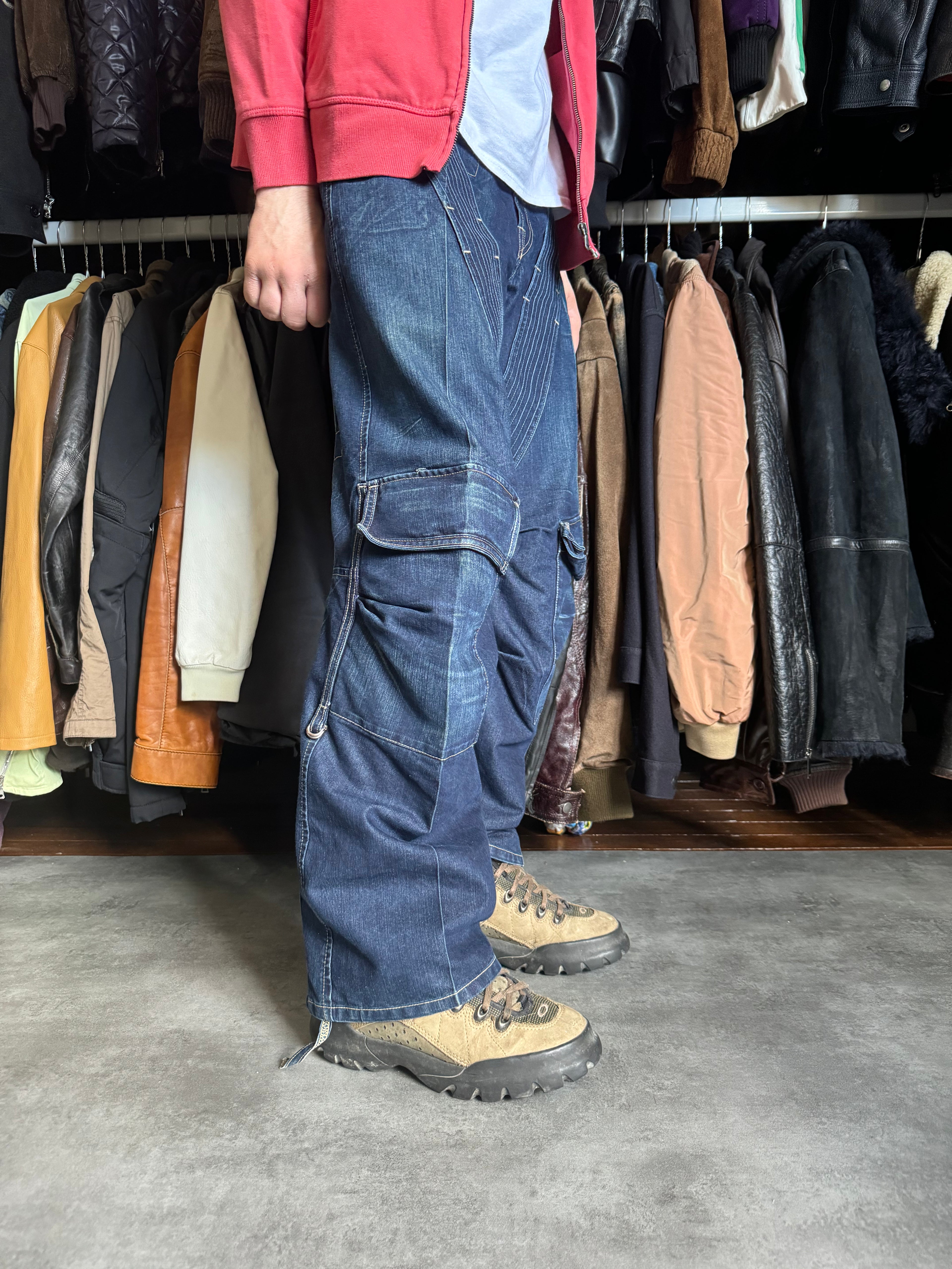 2000s Marithé + François Girbaud Blue Worker Cargo Denim Jeans (L) - 2