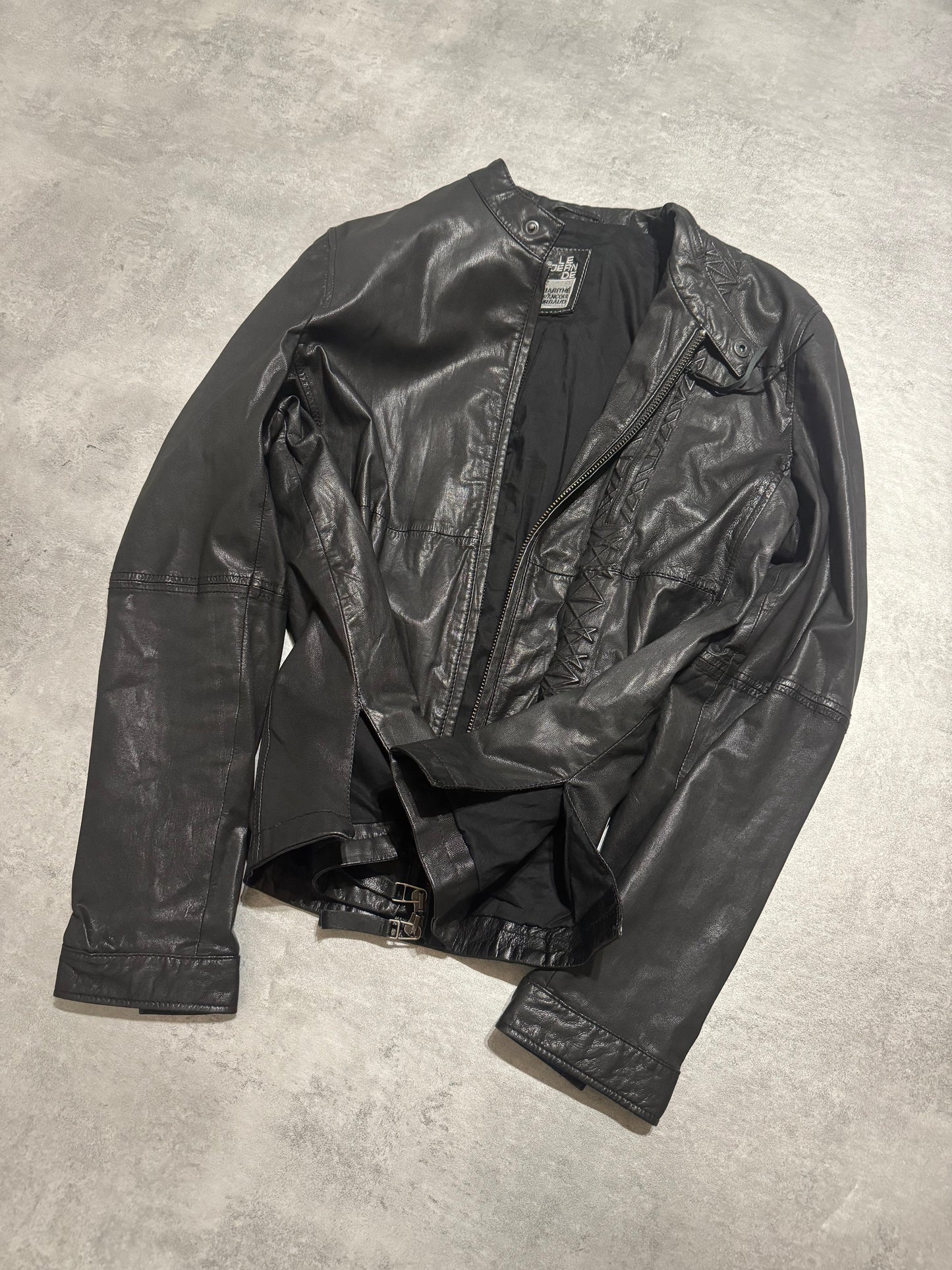 2000s Marithé + François Girbaud Black Signature Biker Leather Jacket (M/L) - 5