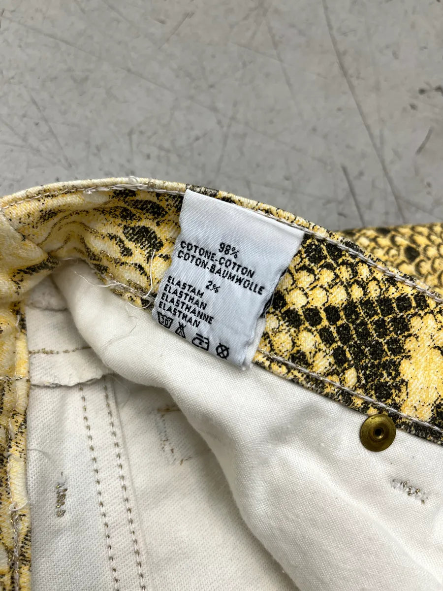 2000s Roberto Cavalli Python Effect Yellow Pants ZTdYAwjs 12