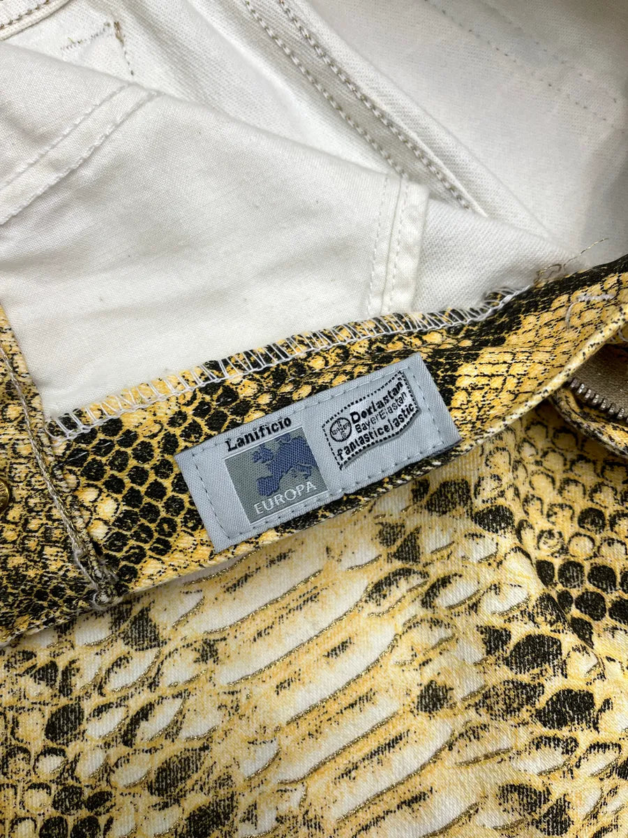 2000s Roberto Cavalli Python Effect Yellow Pants ZTdYAwjs 13