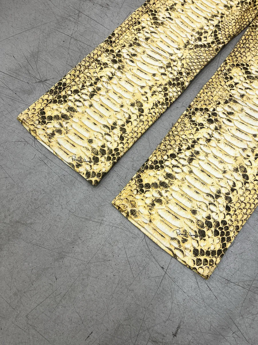2000s Roberto Cavalli Python Effect Yellow Pants ZTdYAwjs 6