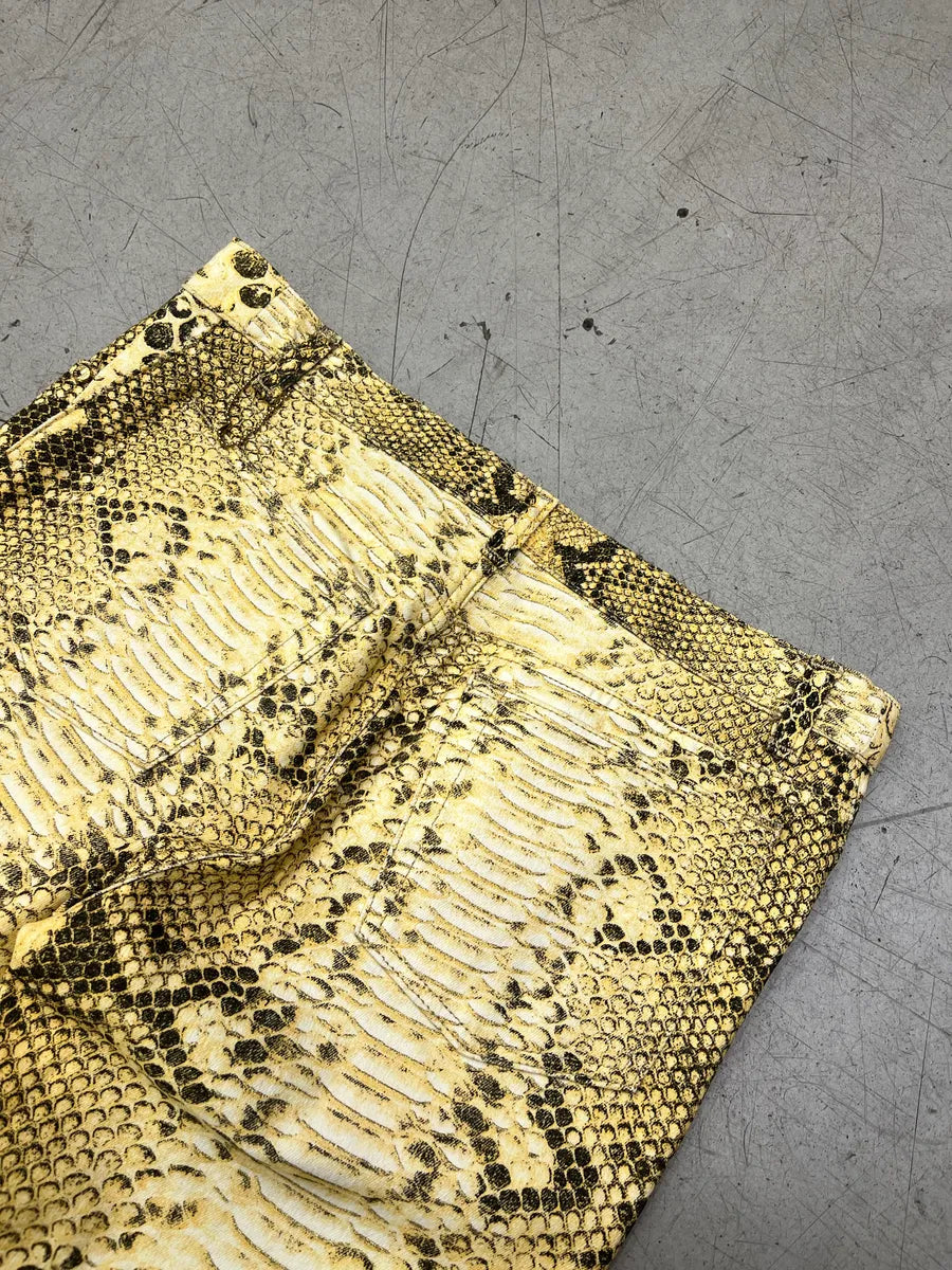 2000s Roberto Cavalli Python Effect Yellow Pants ZTdYAwjs 7