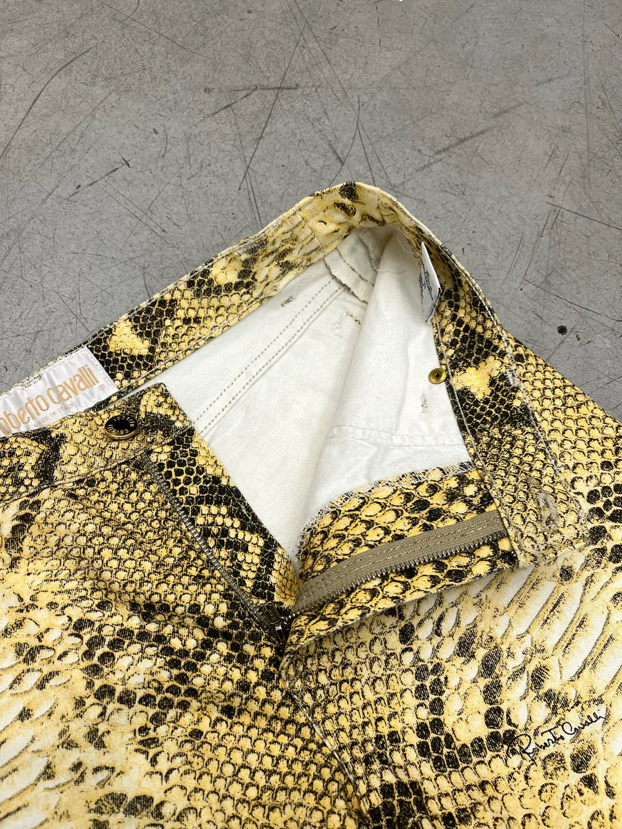 2000s Roberto Cavalli Python Effect Yellow Pants ZTdYAwjs 8