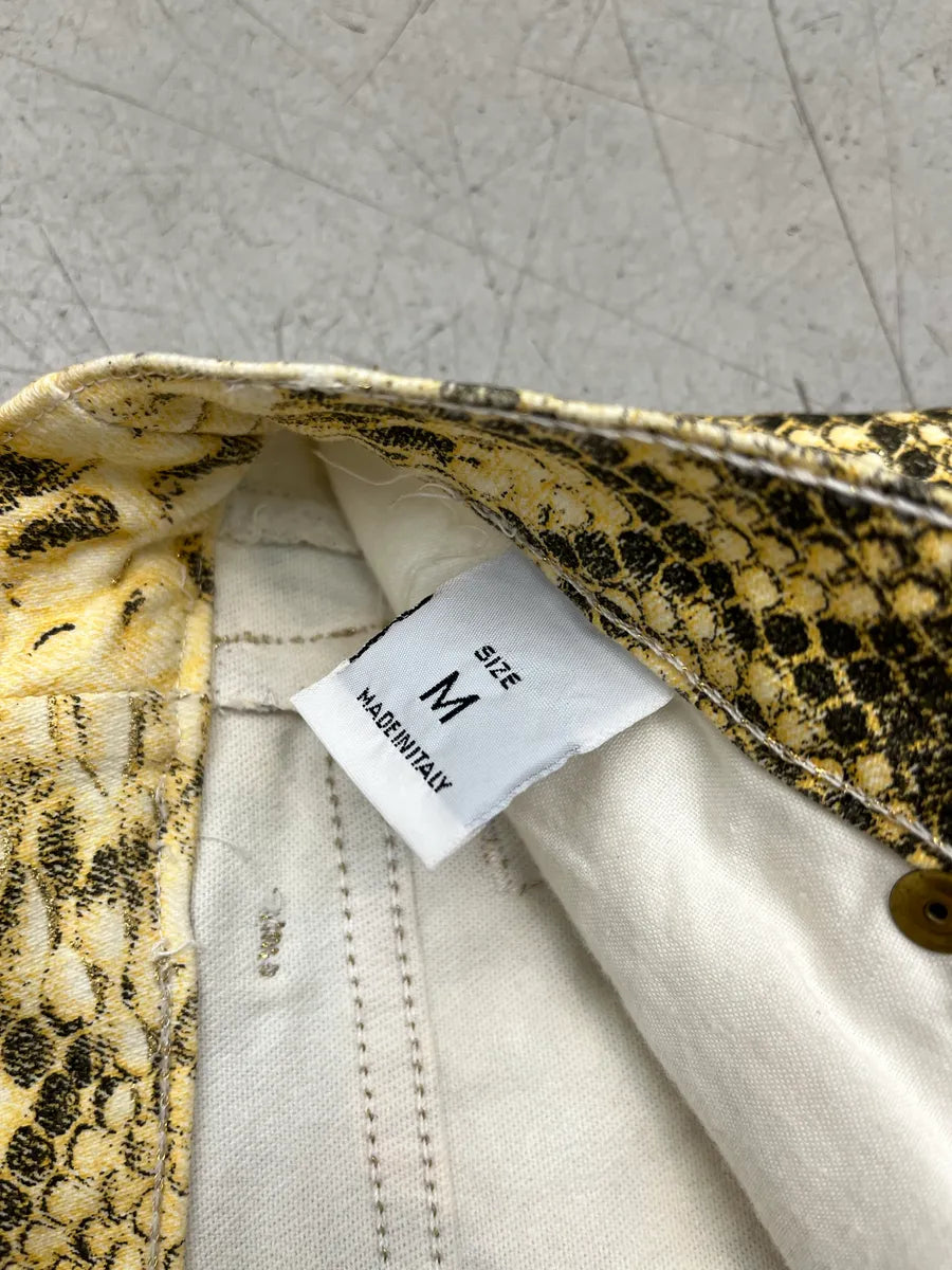 2000s Roberto Cavalli Python Effect Yellow Pants ZTdYAwjs 11