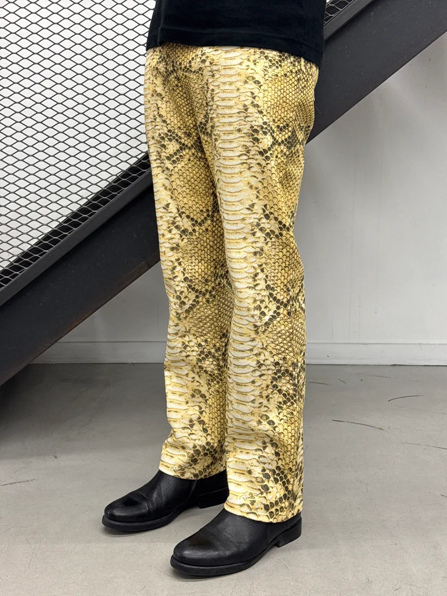2000s Roberto Cavalli Python Effect Yellow Pants ZTdYAwjs 1