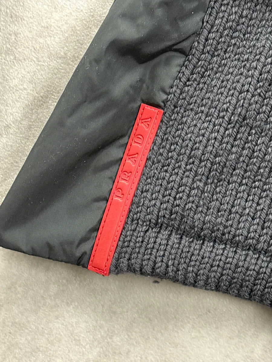 SS1999 Prada Grey Wool & Nylon Hooded Belted Jacket ZVTiGkHR 12