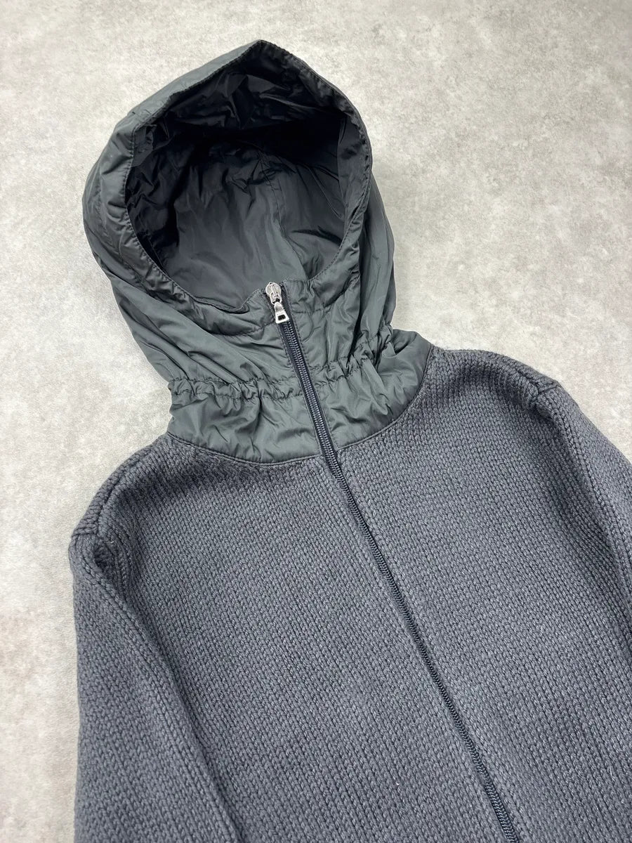 SS1999 Prada Grey Wool & Nylon Hooded Belted Jacket ZVTiGkHR 6