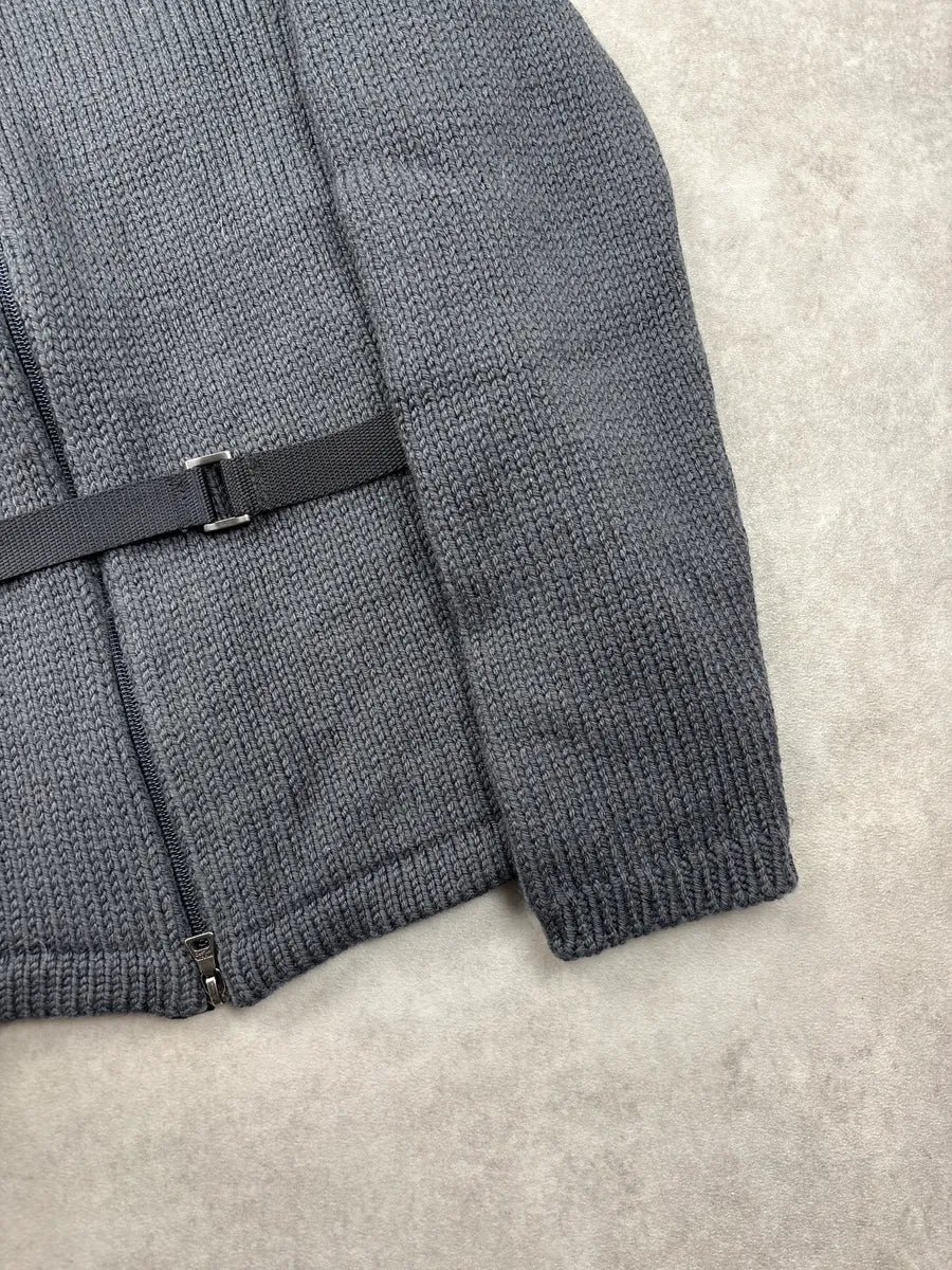 SS1999 Prada Grey Wool & Nylon Hooded Belted Jacket ZVTiGkHR 7