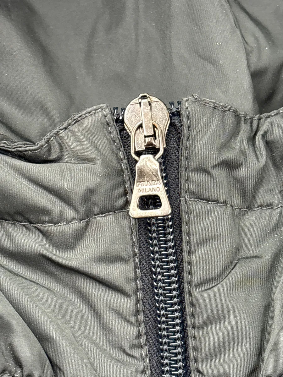 SS1999 Prada Grey Wool & Nylon Hooded Belted Jacket ZVTiGkHR 8
