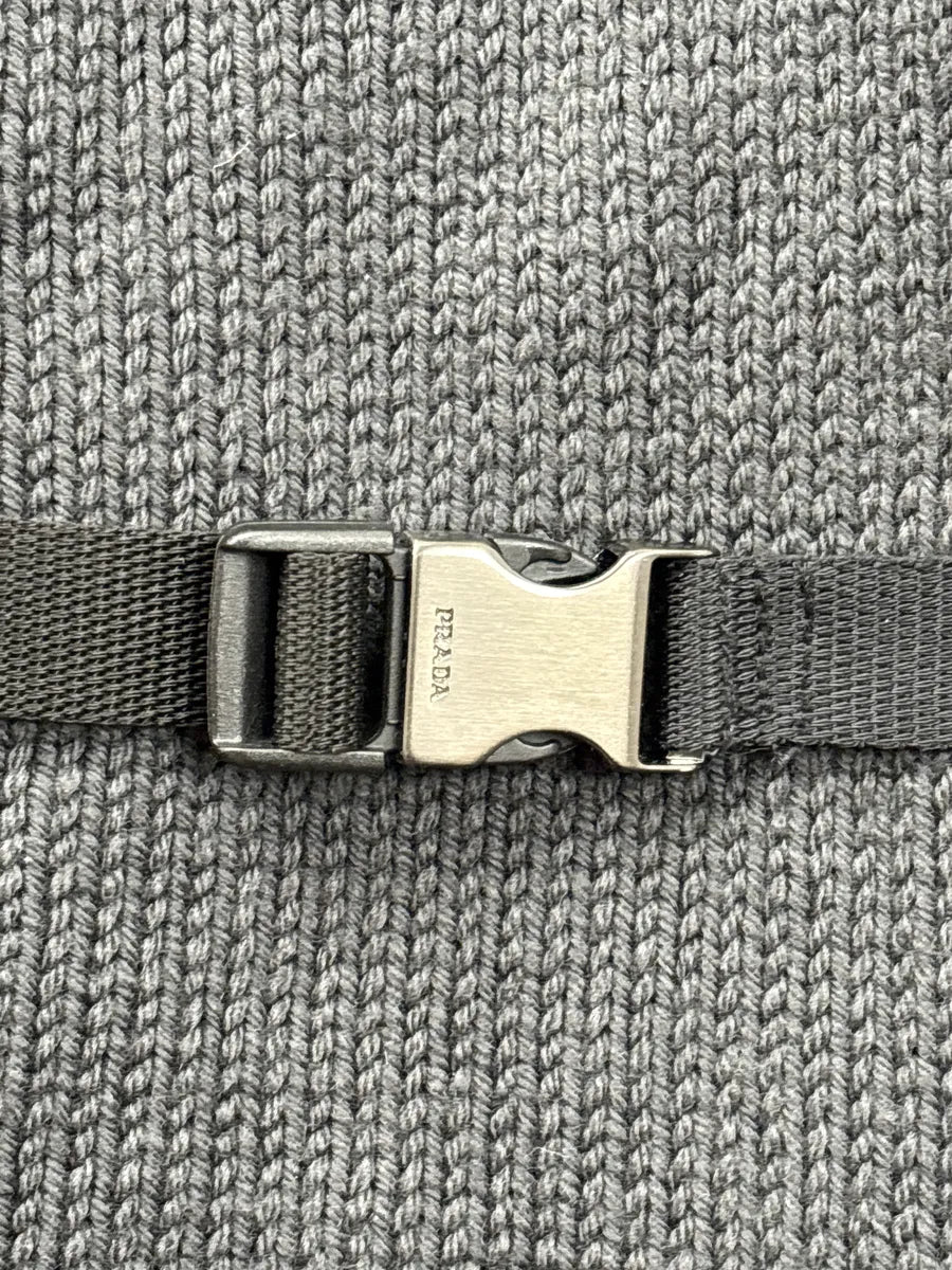 SS1999 Prada Grey Wool & Nylon Hooded Belted Jacket ZVTiGkHR 9