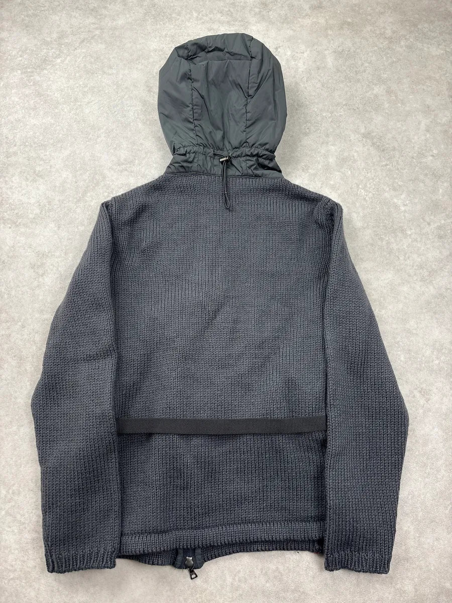SS1999 Prada Grey Wool & Nylon Hooded Belted Jacket ZVTiGkHR 4