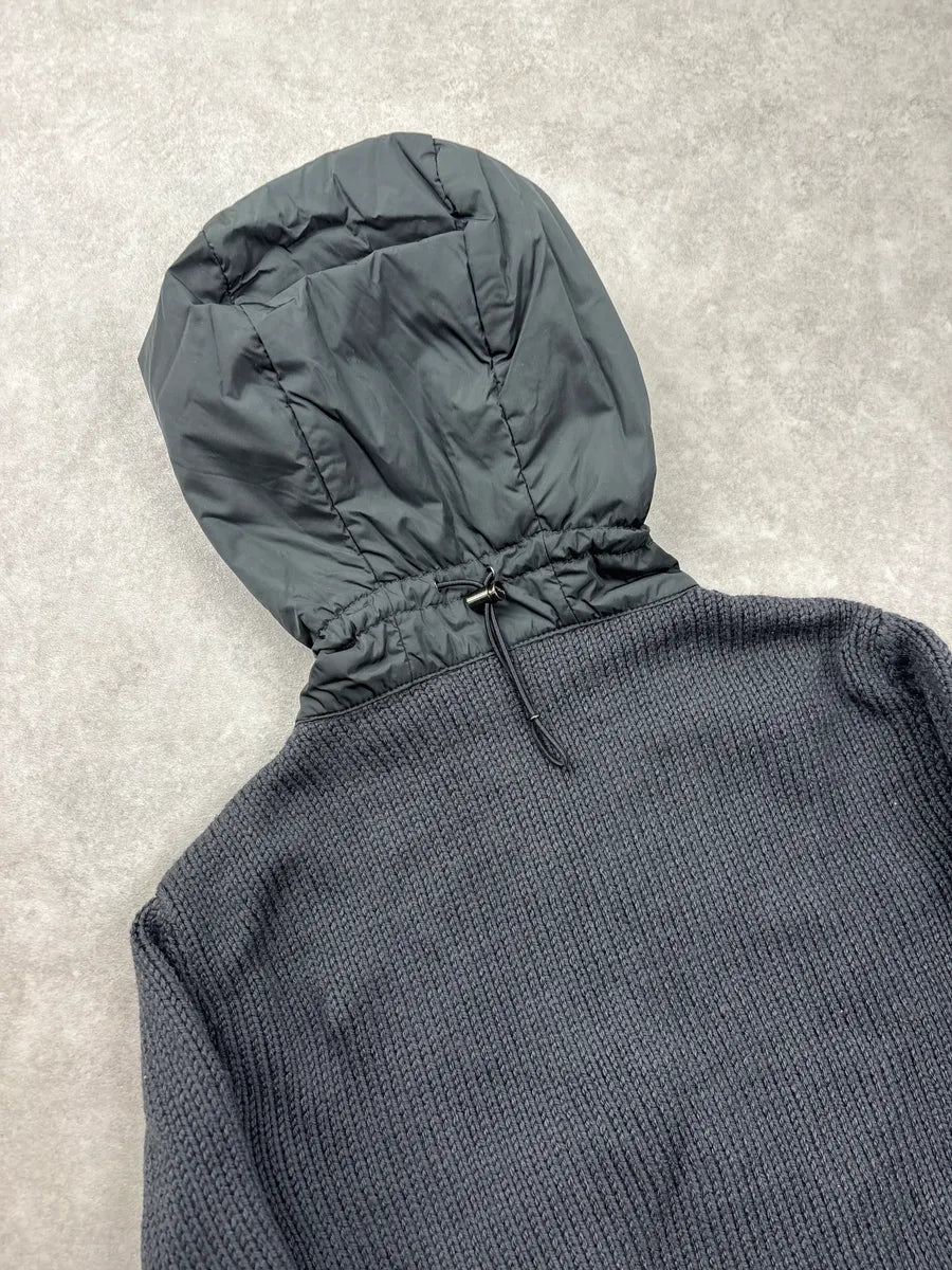 SS1999 Prada Grey Wool & Nylon Hooded Belted Jacket ZVTiGkHR 10