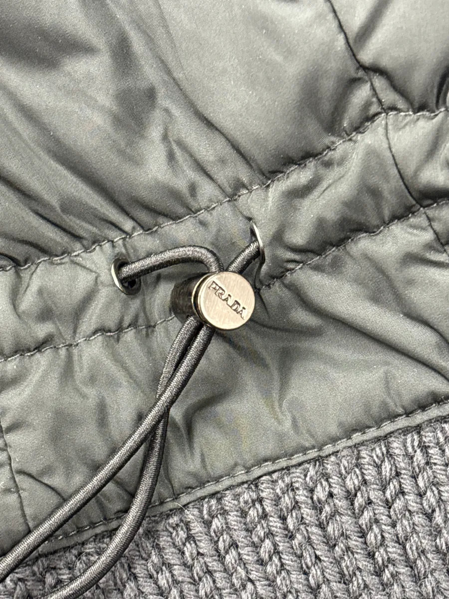 SS1999 Prada Grey Wool & Nylon Hooded Belted Jacket ZVTiGkHR 11