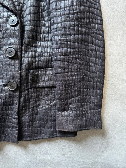 Dries Van Noten Black Crocodile Effect Smooth Blazer (S) - 8