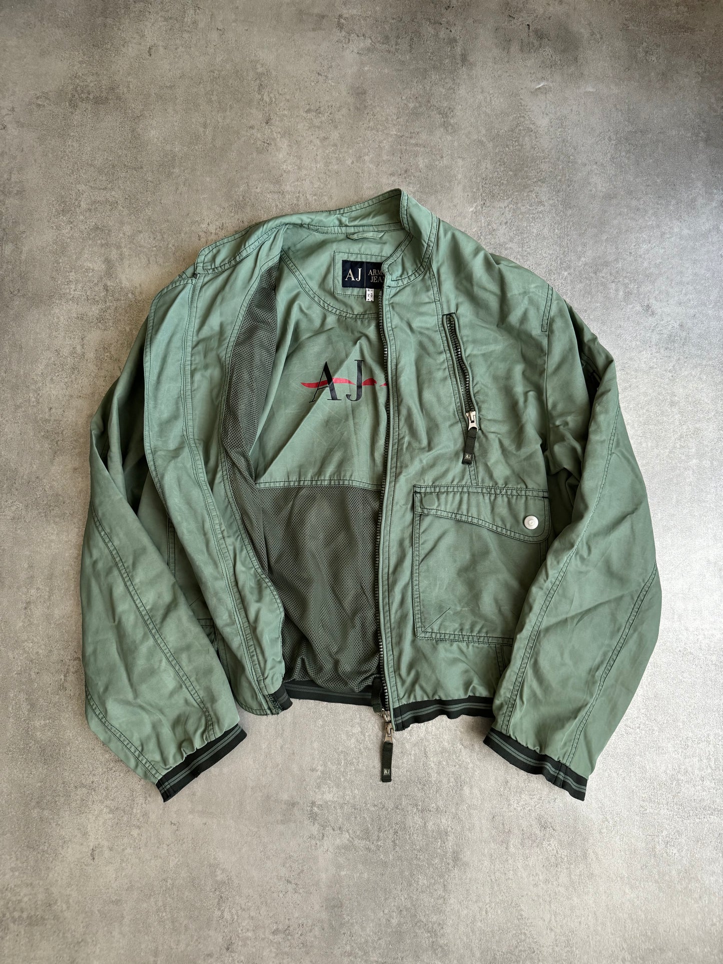 2000s Armani Pastel Drift Green Relaxed Bomber Jacket (M) - 11