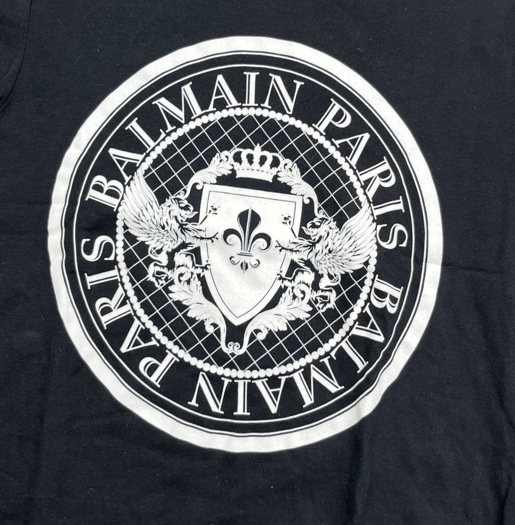 Balmain Black Crest Logo T-Shirt ZYzBlgZF 7