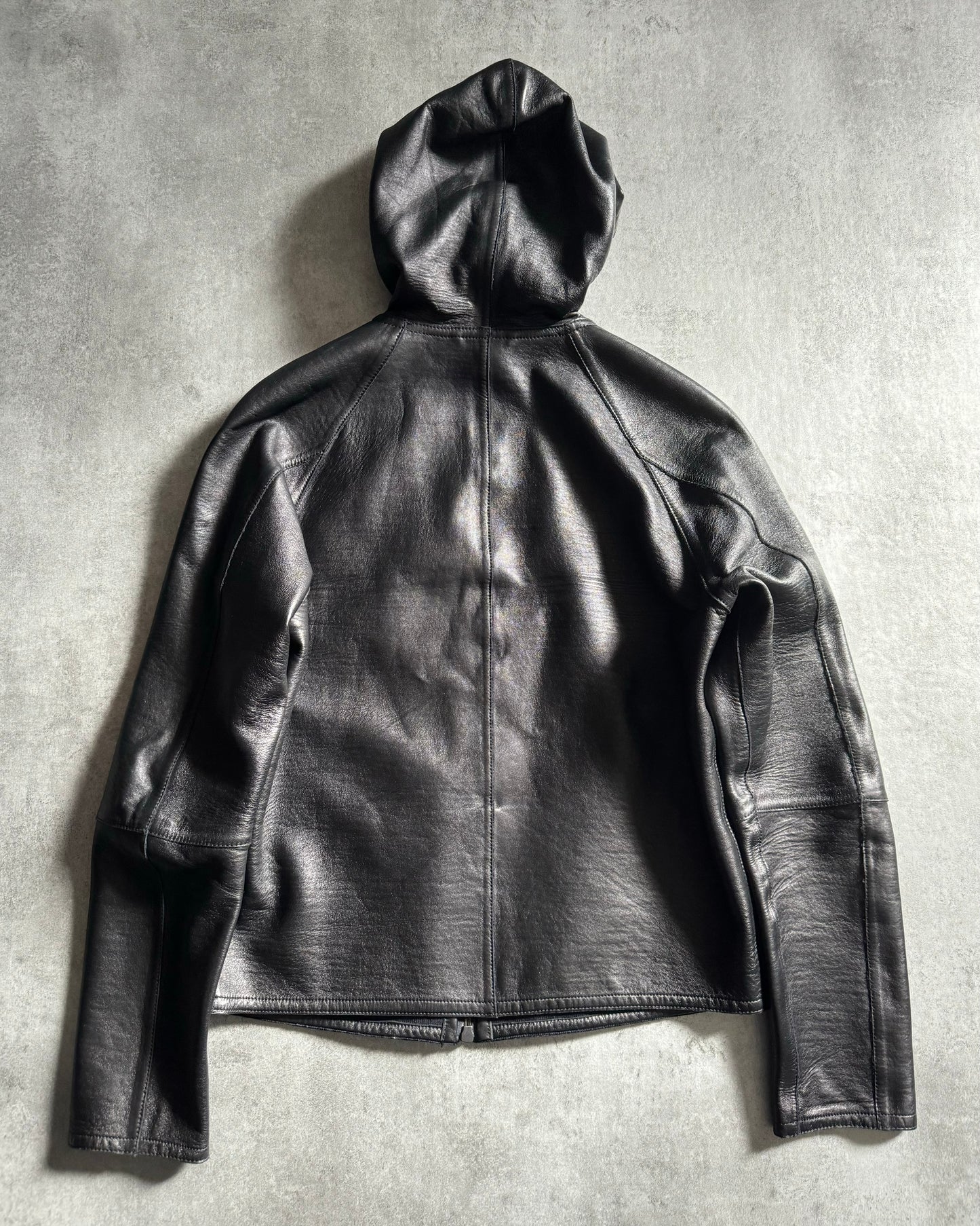 AW2015 Emporio Armani Tactical Full Zip Leather Jacket (L) - 2