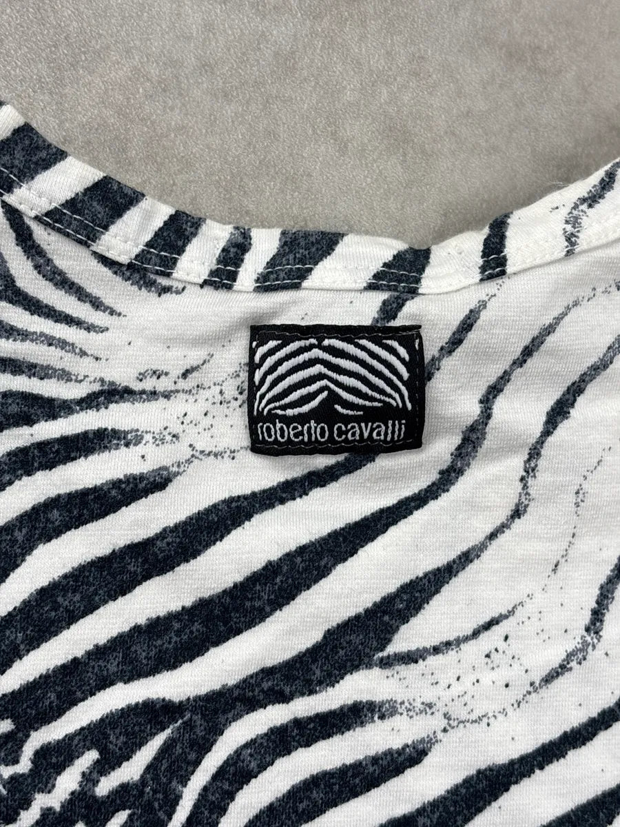 2000s Roberto Cavalli Black & White Zebra T-Shirt ZZwDlUuQ 7