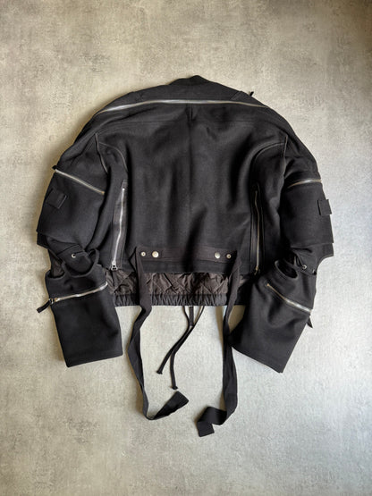 AW2014 Dries Van Noten Black Wool Zips Bomber Jacket  (M) - 4