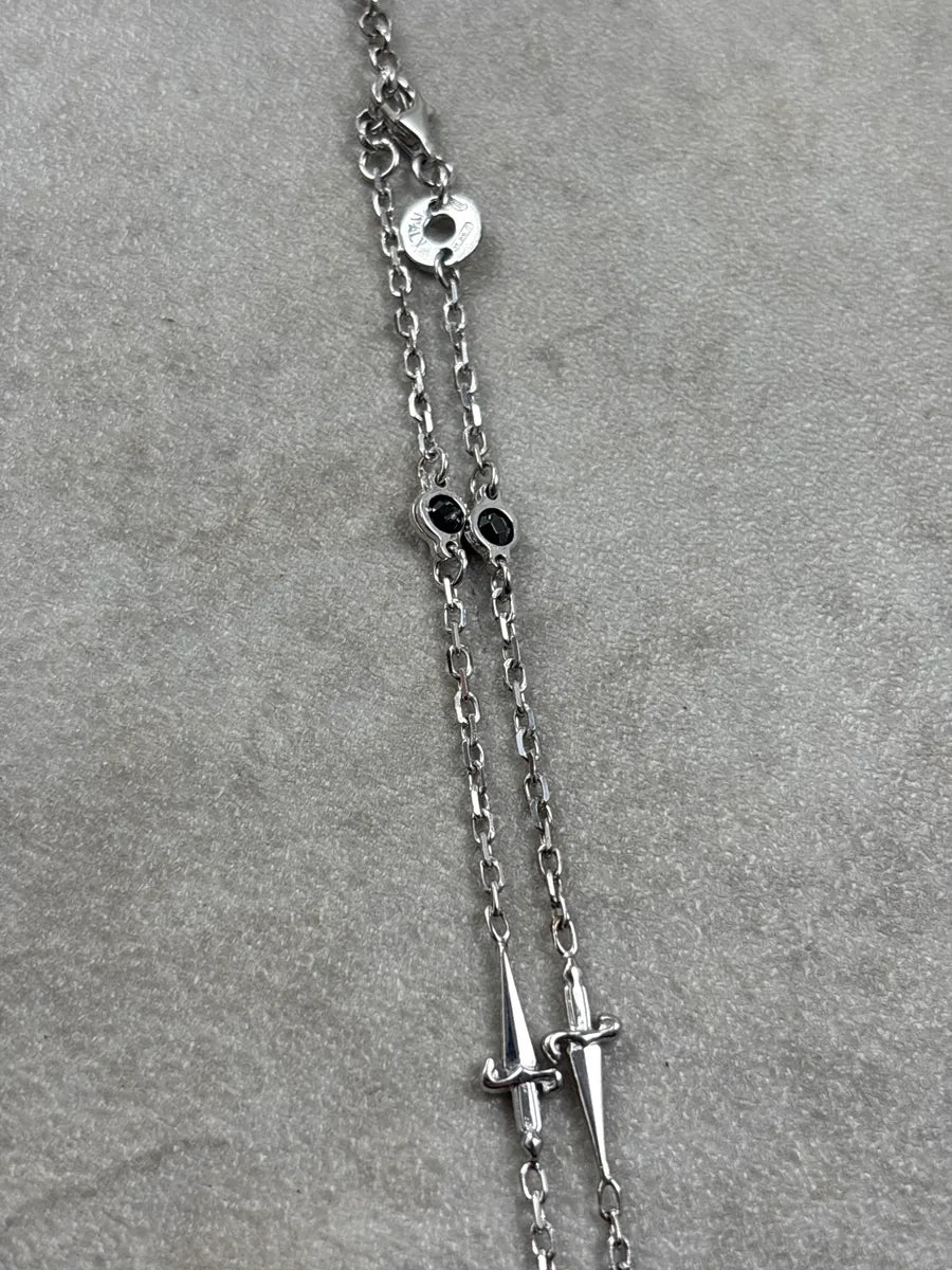 2000s Cesare Paciotti Silver Sword Charm Black Stone Necklace ZakWKxmc 4
