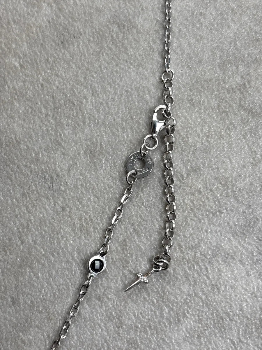 2000s Cesare Paciotti Silver Sword Charm Black Stone Necklace ZakWKxmc 5