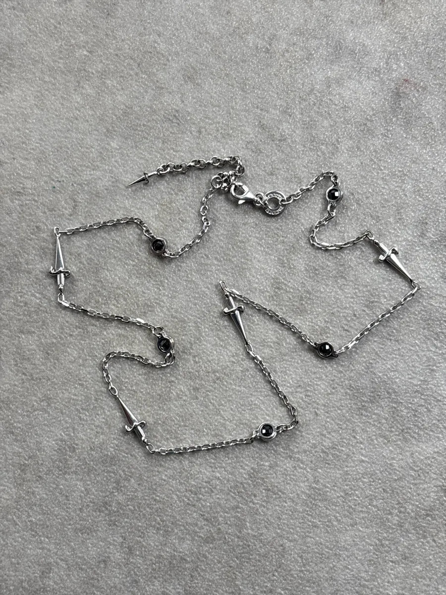 2000s Cesare Paciotti Silver Sword Charm Black Stone Necklace ZakWKxmc 2