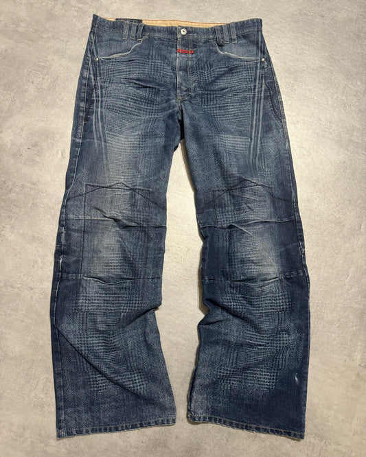 2000s Marithé + François Girbaud Blue British Detailed Denim Cozy Pants (XL) - 1