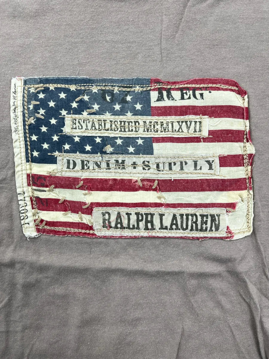 2010s Ralph Lauren Taupe American Flag Distressed T-Shirt ZbBgZVWG 7