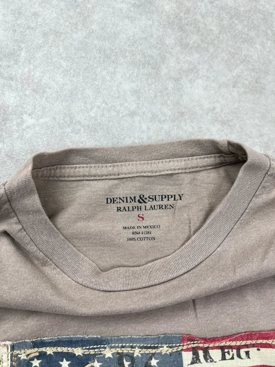 2010s Ralph Lauren Taupe American Flag Distressed T-Shirt ZbBgZVWG 10